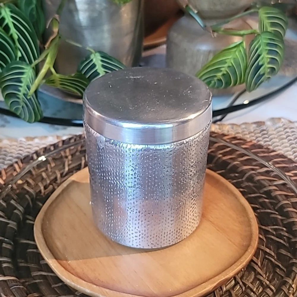 Vintage threshold aluminum etched lidded canister
